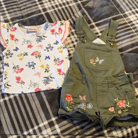 Girls overall shorts set